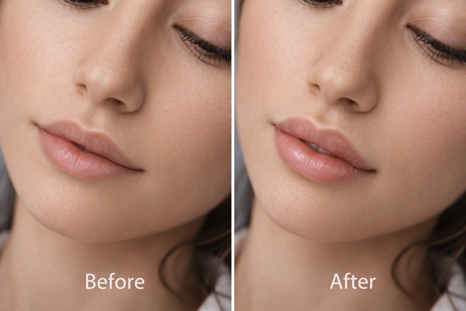 lip filler before and after results 1 ml natural lips enhancement comparison