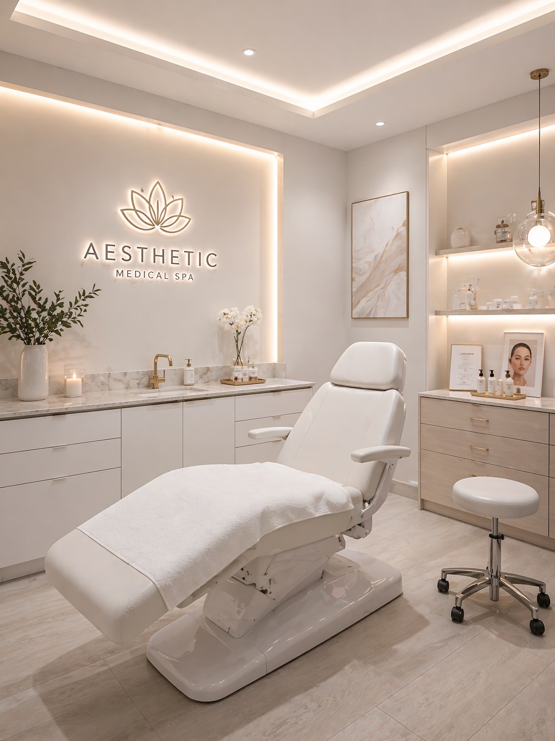 modern aesthetic clinic interior for lip filler treatment