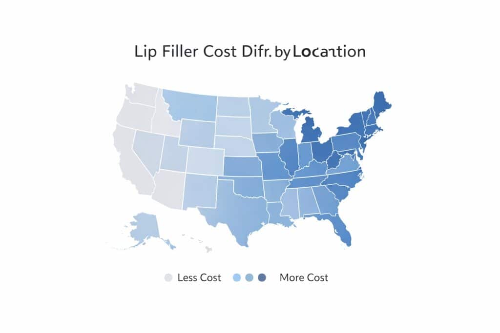 how much is lip filler cost by location usa price differences map