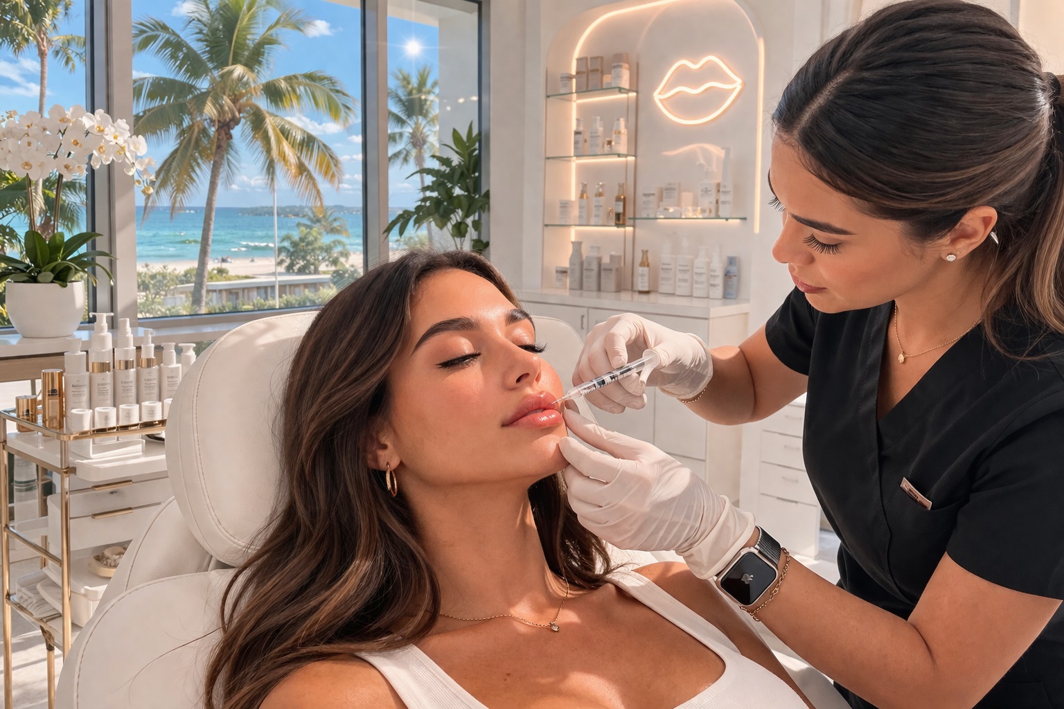 lip filler cost Miami procedure aesthetic clinic beach vibe