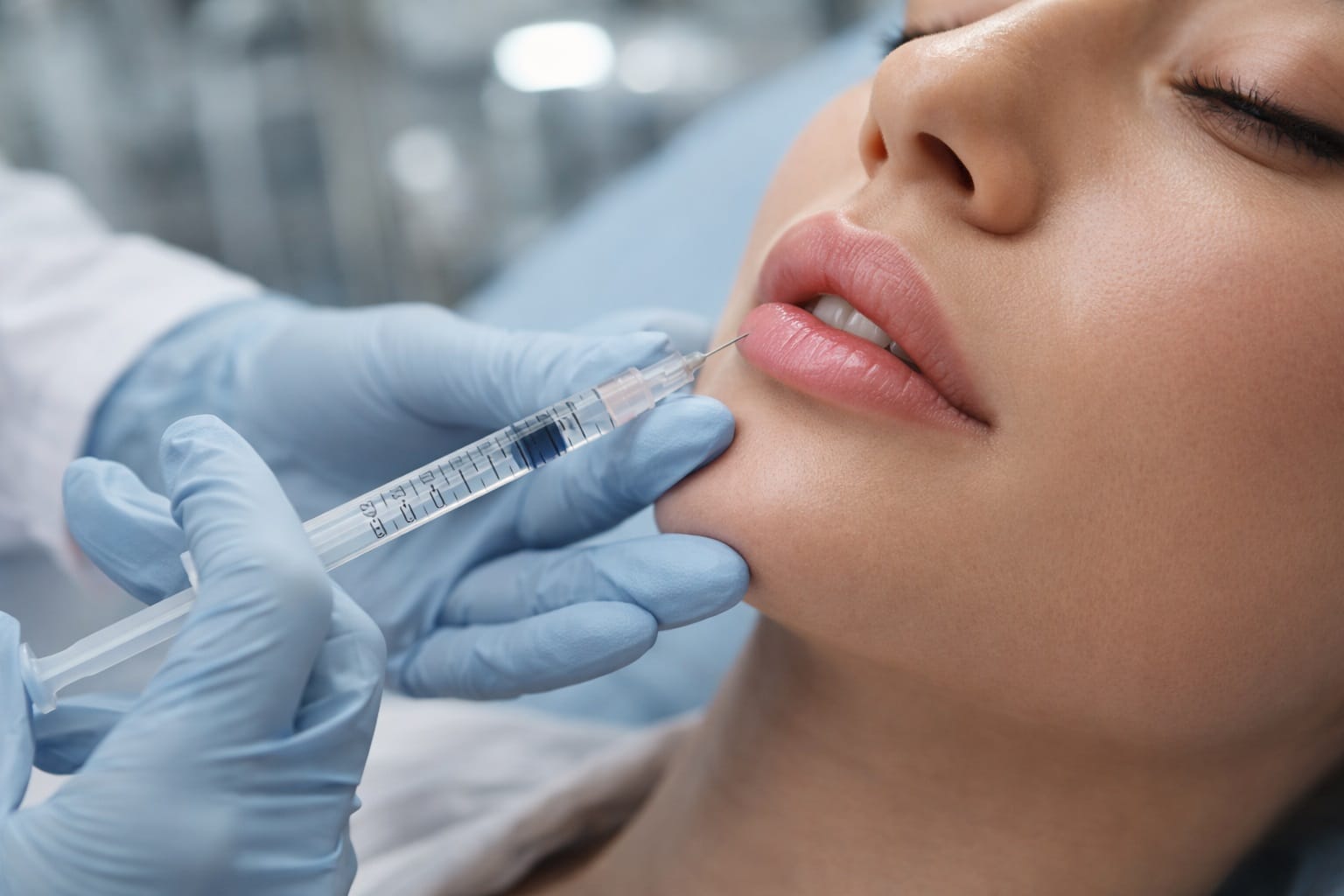 lip filler injection procedure per ml hyaluronic acid treatment lips clinic close up