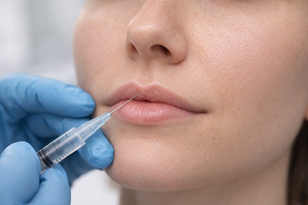 lip flip botox injection upper lip procedure close up aesthetic treatment
