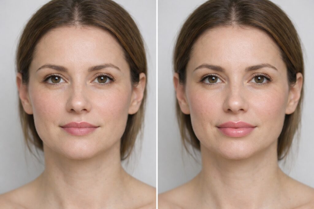 lip flip vs lip filler close up comparison natural lift vs fuller lips difference