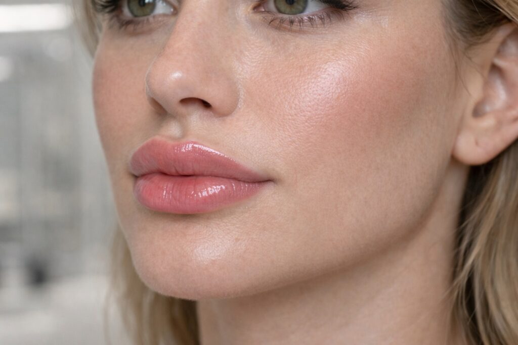 russian lip filler result flat lifted lips same woman