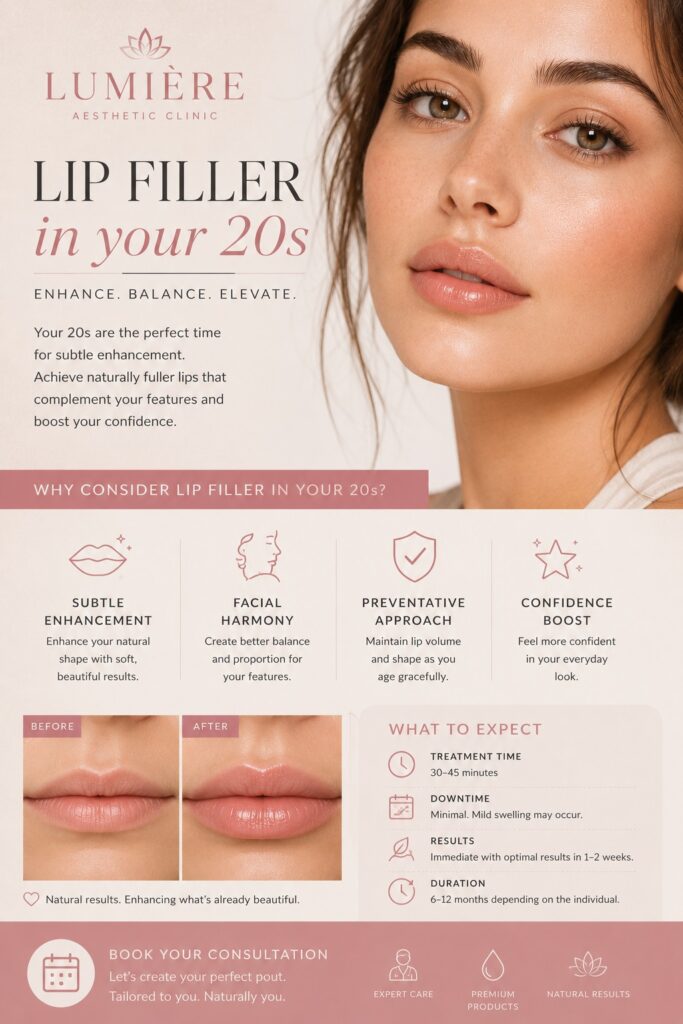 Lip filler in your 20s subtle natural enhancement
