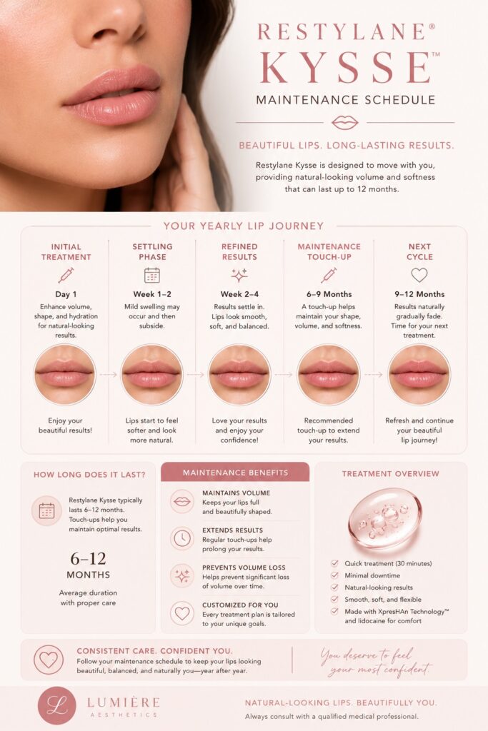 Restylane Kysse maintenance schedule and yearly touch-ups