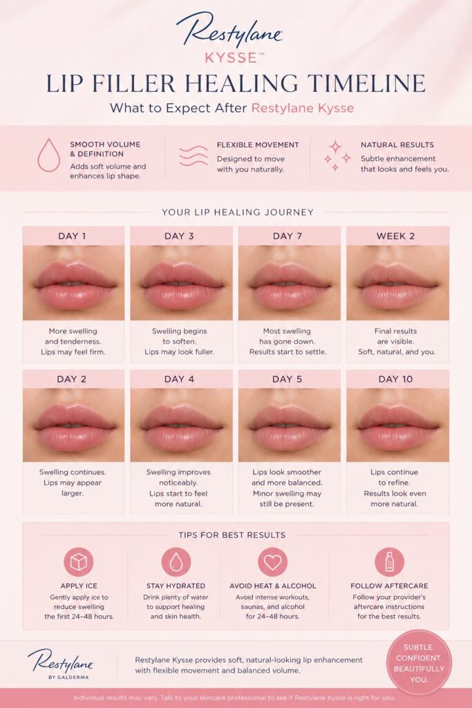 restylane kysse swelling stages and healing timeline after lip filler treatment